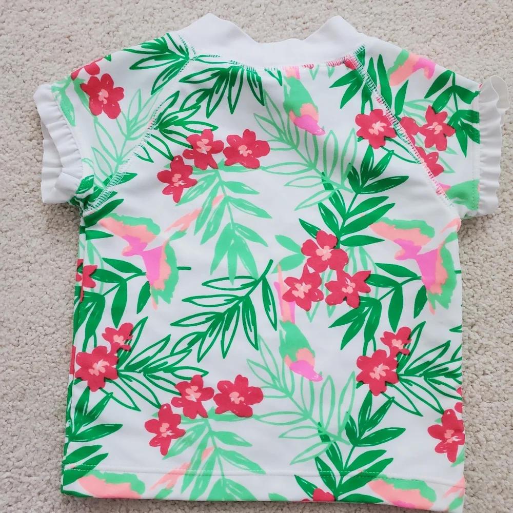 Janie and Jack Baby Girls' Tropical Rash Guard Swim Shirt 12-18m